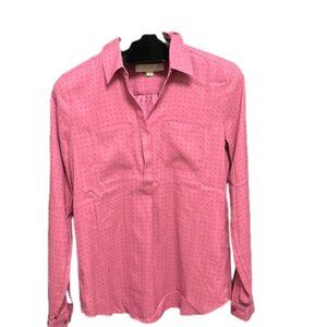 Loft- 3/4 button blouse mauve with black dot
